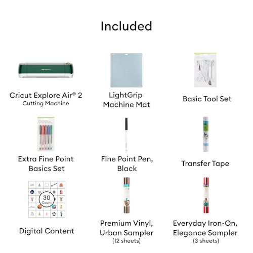 Cricut Explore Air 2 Starter Bundle - Includes 50 images & 10 fonts, Materials, Tool Set, Trimmer, Transfer Tape, Machine Mats & TrueControl Knife