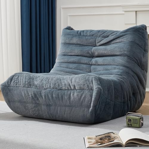 Bean Bag Chairs for Adults Giant Bean Bag Chair Memory Foam BeanBag Chair Big Bean Bag Sofa with Filler Faux Fur Fireside Beanbags Lazy Sofa for