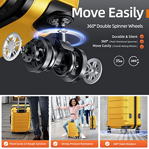 SHOWKOO Luggage Sets Expandable PC+ABS Durable Suitcase Double Wheels TSA Lock Black