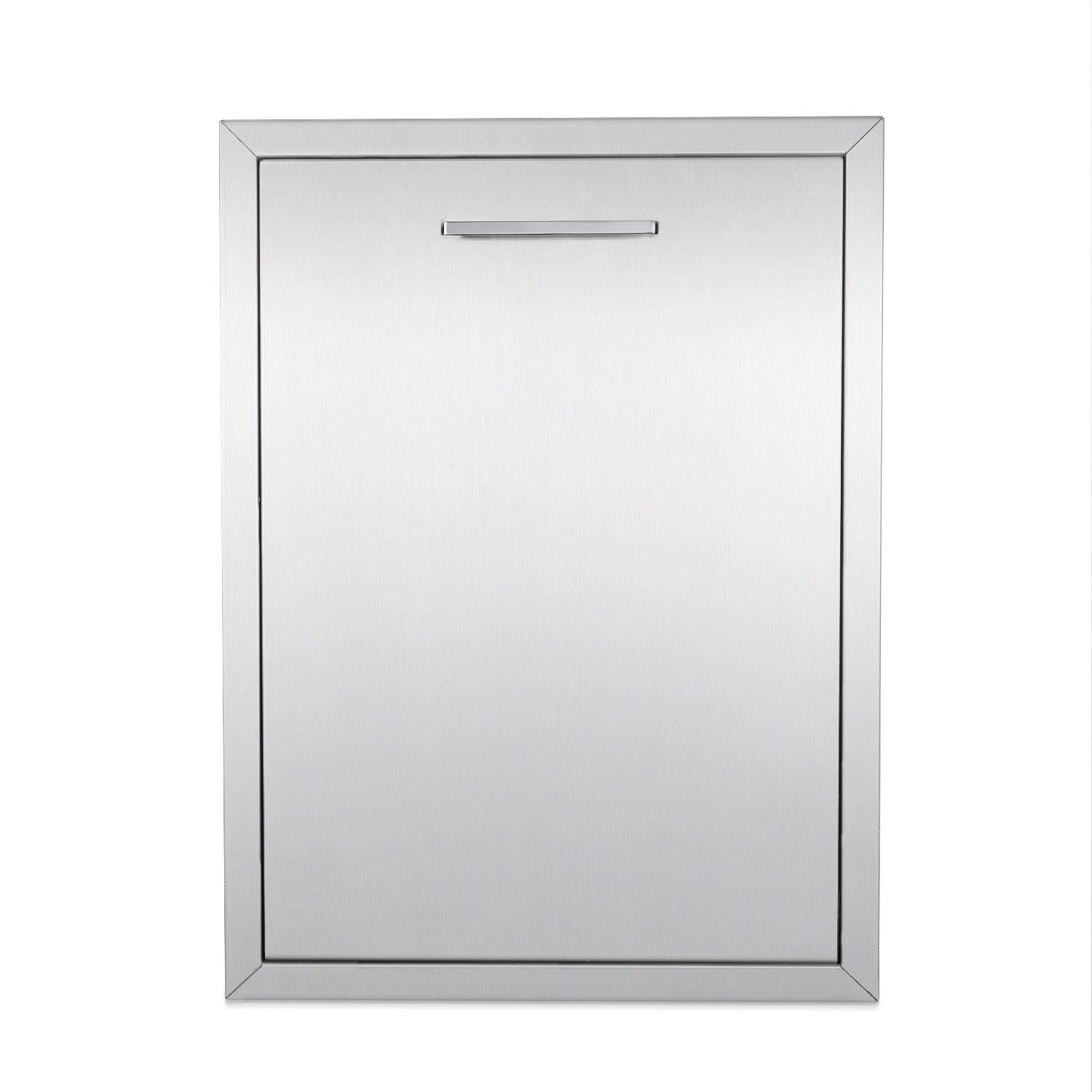 Pull-Out Double Trash Drawer Stainless Steel Outdoor Kitchen Trash Drawer Storage for Two 10 Gallon Commercial Wastebaskets