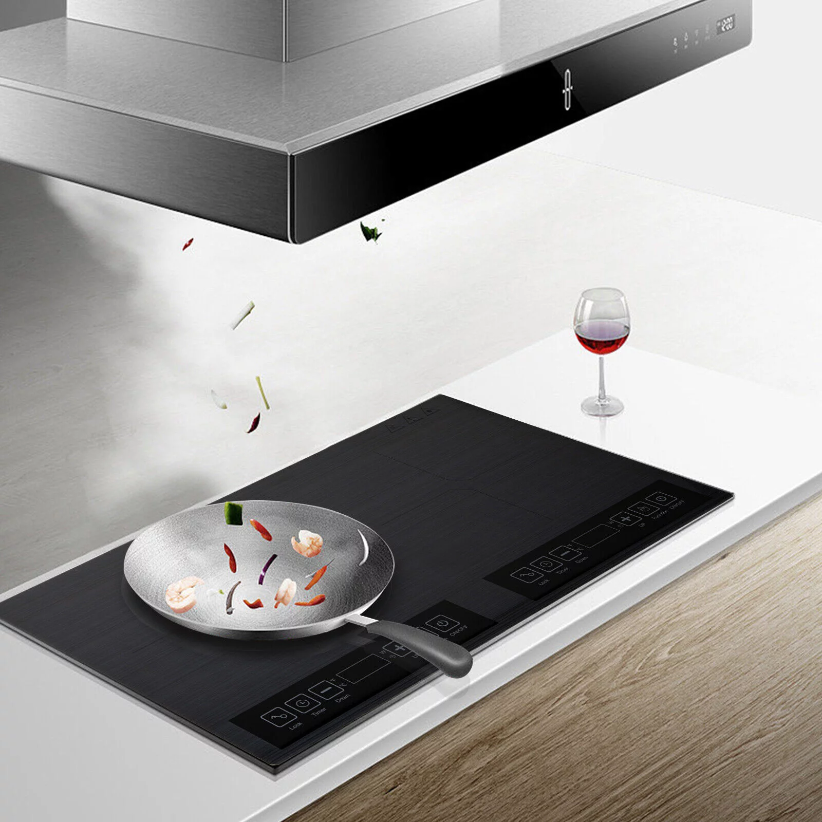 Electric Induction Cooktop Countertop Dual Cooker - 2 Burner Cooker Electric Stove Hot Plate Black for Canteens, Hotels, Restaurants, Families