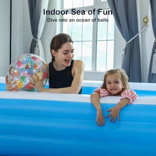 Large Inflatable Pool with Canopy - 145'' x 74'' x 22'' Oversized Thickened Blow Up Pool for Family