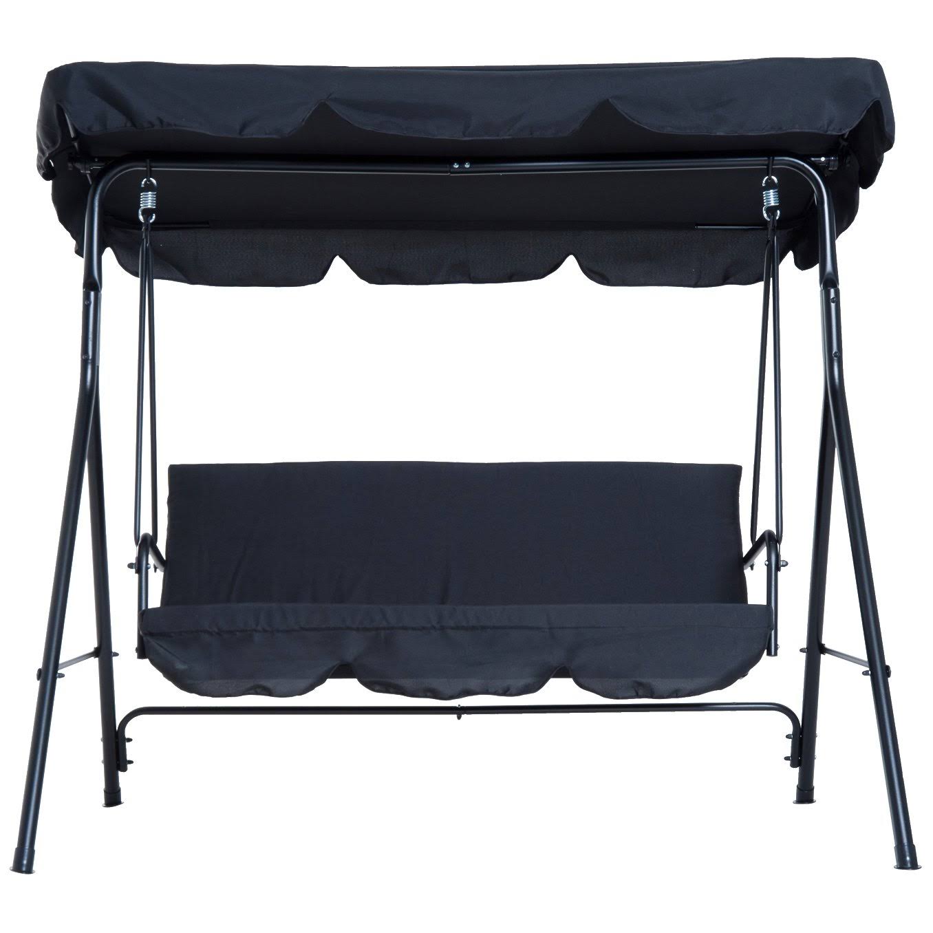 Outdoor Outsunny 3 Person Steel Canopy Porch Swing - Black