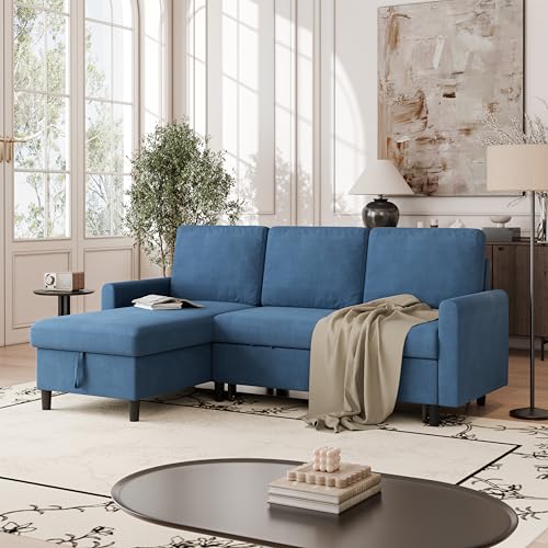 Vongrasig Convertible Sleeper Sofa, Pull Out Couch with Storage, 77" L-Shaped Sofa Bed with Storage Chaise Corduroy Fabric for Living Room, Apartment