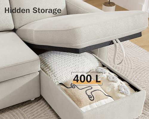 81" Sleeper Sofa Bed with Pull Out Bed, L Shaped Couch Sectional Sleeper Sofa, Pull Out Couch with Reversible Storage Chaise, Side Pockets