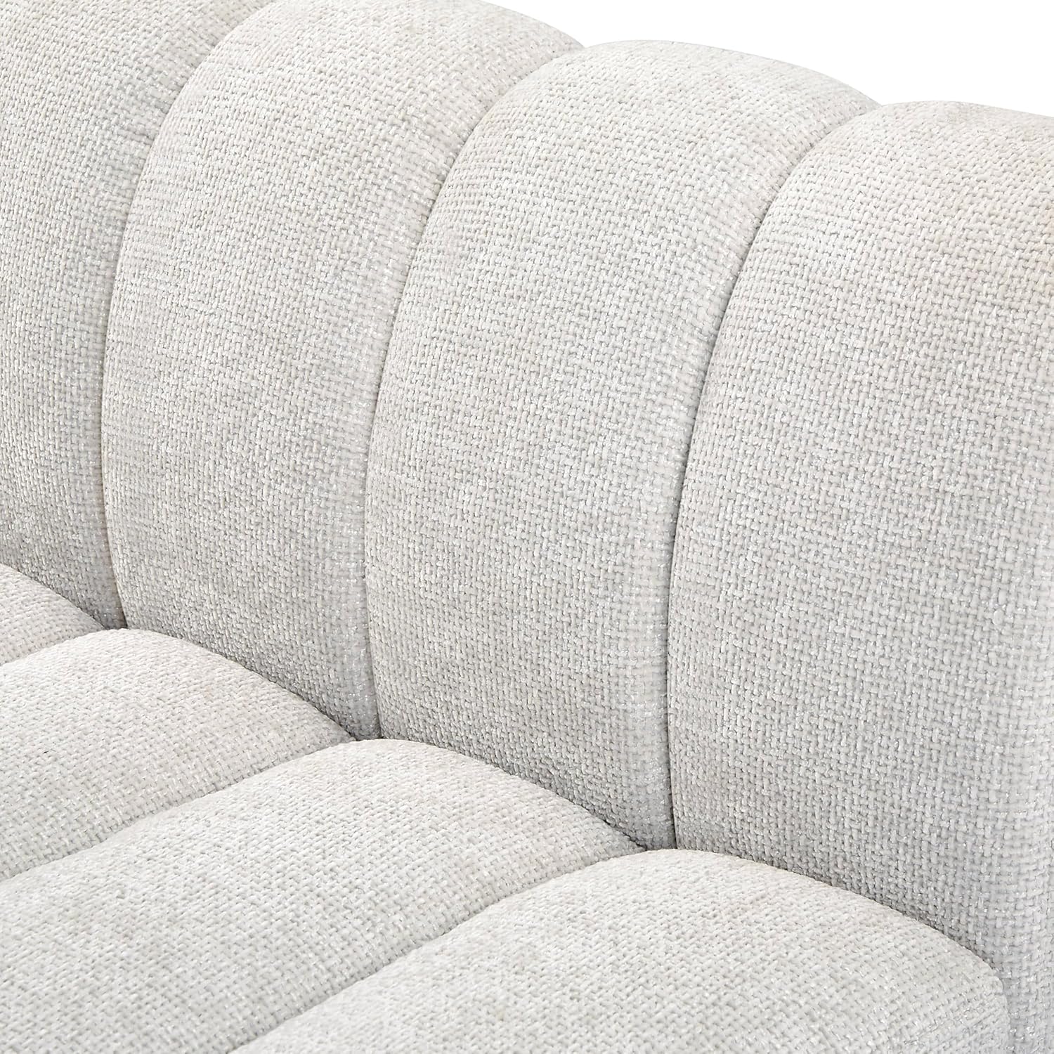 Meridian Furniture Quinn Collection Modern | Contemporary Modular Sectional with Soft Chenille Cross Hatched Fabric, Solid Wood Espresso Base