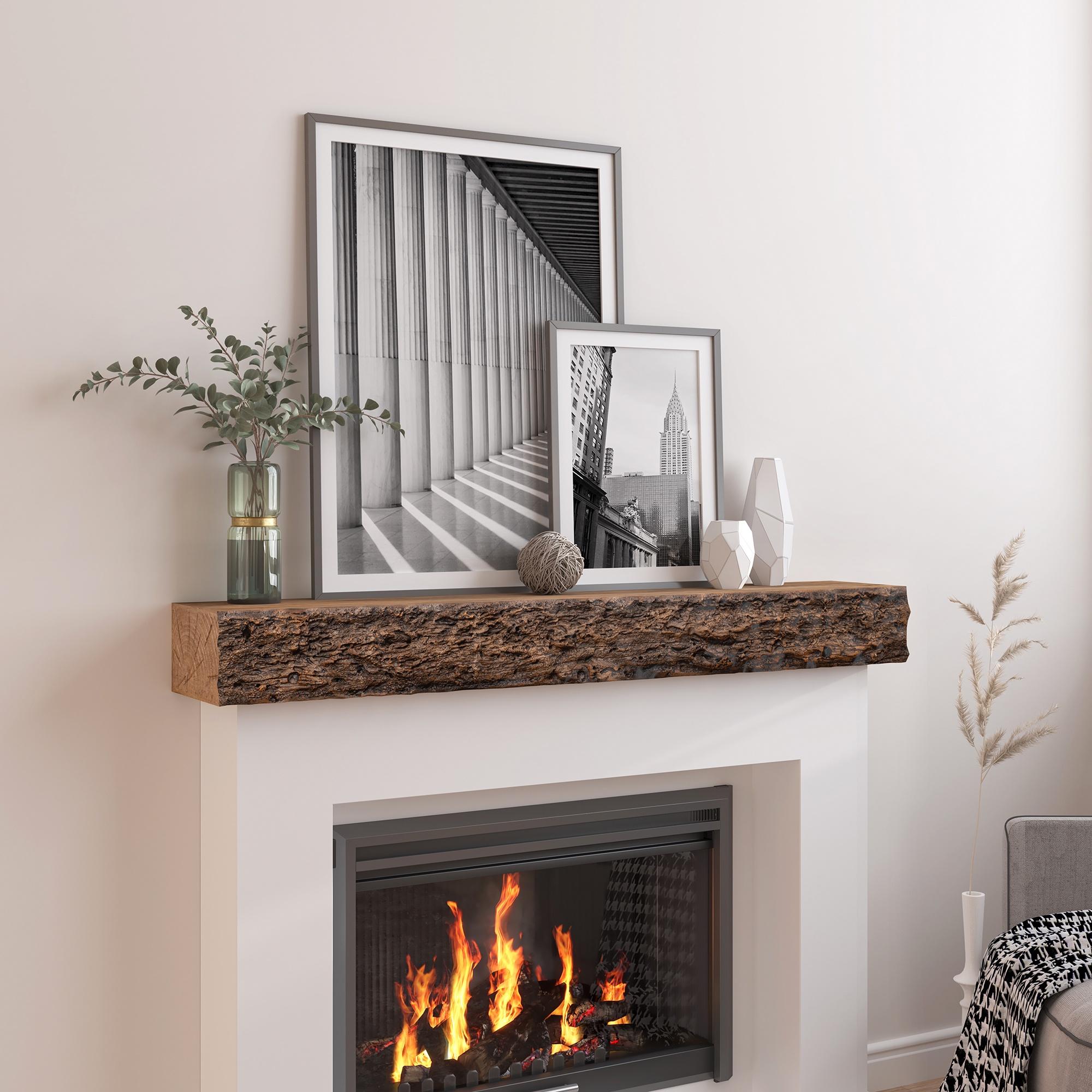 52inch Floating Concrete Fireplace Mantel Shelf,Distressed Brown - Curated Treasures Market