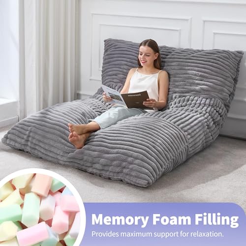 Hobestluk 3 in 1 Bean Bag Chair Giant Bean Bag Chairs Convertible Bean Bag Floor Cushion with Machine Washable Cover