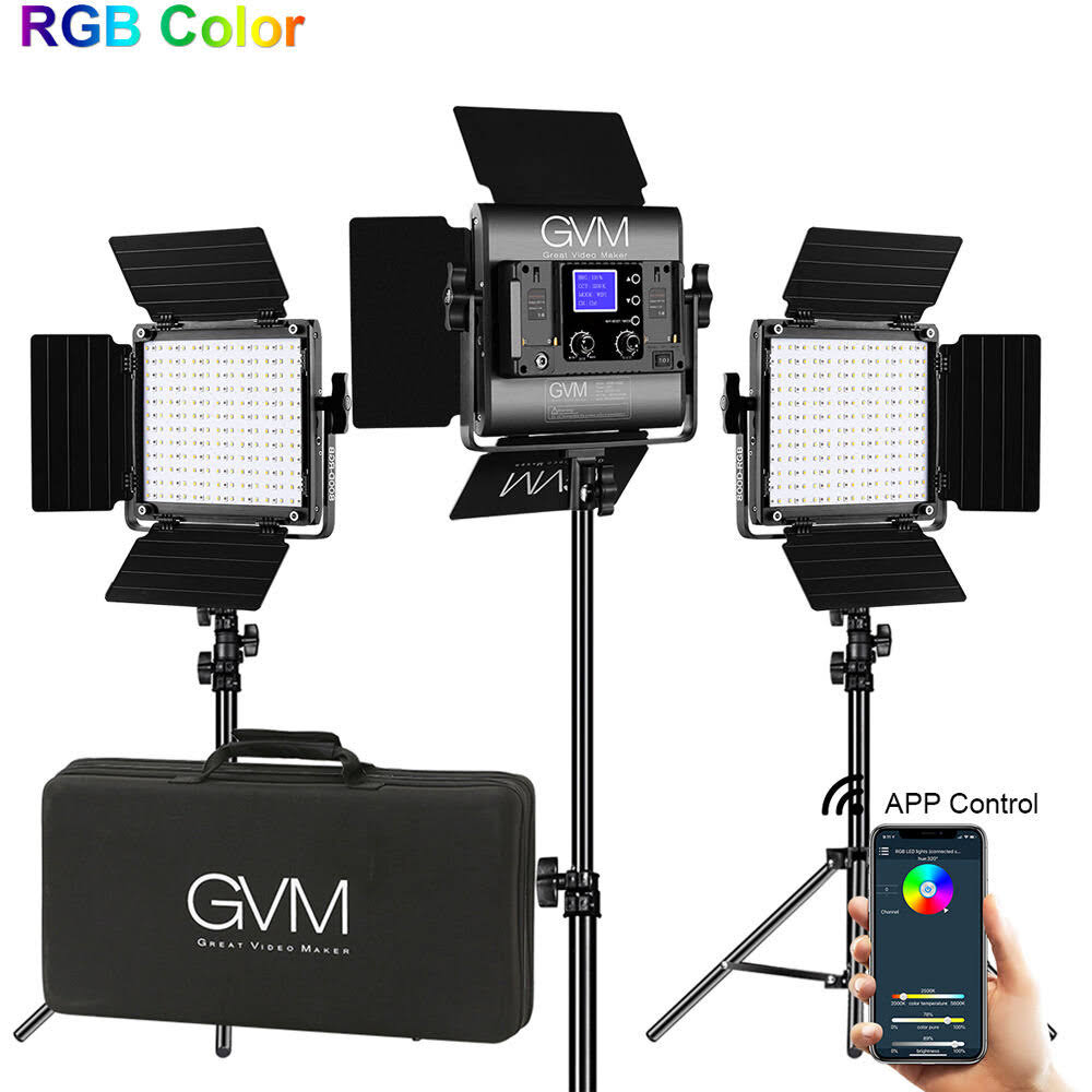 GVM RGB LED Video Lighting Kit, 800D Studio Video Lights with App Control, Video Lighting Kit for Youtube Photography Lighting,