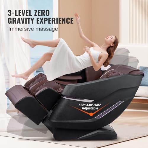 VEVOR Full Body Massage Chair, SL-Track Zero Gravity Massage Recliner, 3D Shiatsu, Body Scan, Heating, Bluetooth Speaker, Airbags for Living Room