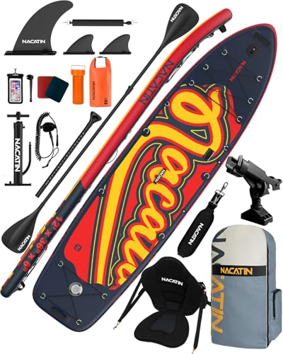 Inflatable Stand Up Paddle Board 12' with Kayak Seat & Dual Paddles &ndash