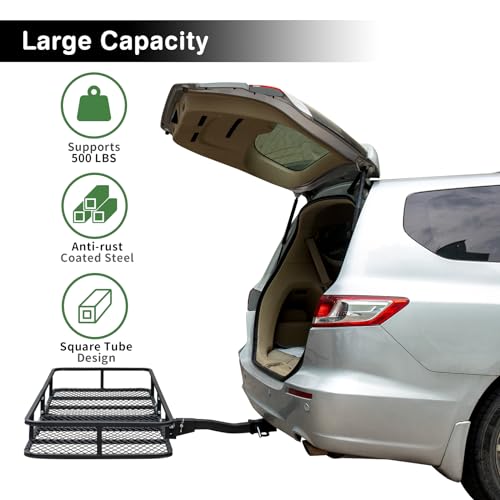 Leader Accessories Trailer Hitch Cargo Carrier Rack, 60"x24"x6" Folding Cargo Carrier Hitch Mount, Vehicle Cargo Basket for SUV, RV, Truck, Van
