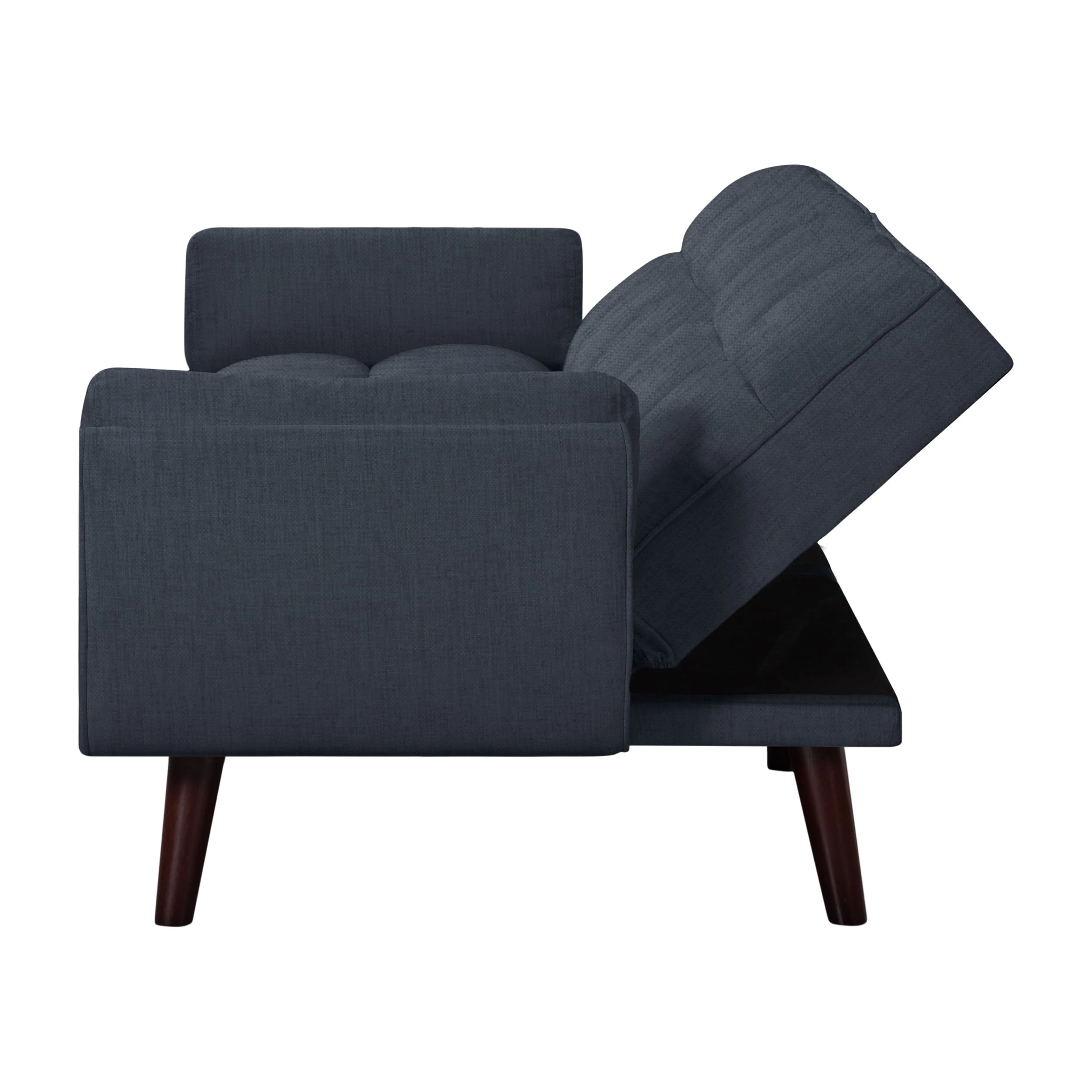 BSHTI 76” Futon Sofa Bed,Upholstered with Polyester,Wood Frame,2 Arm Pillows Included,3 Adjustable Positions ,5 Colors for Choosing