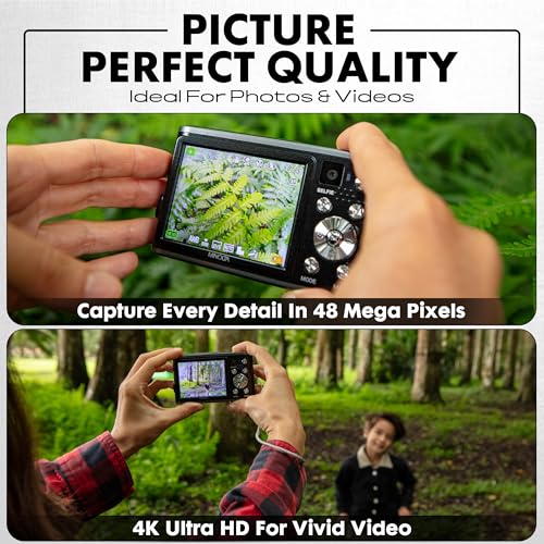 Minolta 48 Mega Pixels Point & Shoot Digital Camera with Rear Selfie Lens, Autofocus & 4K Ultra HD Video, Blue
