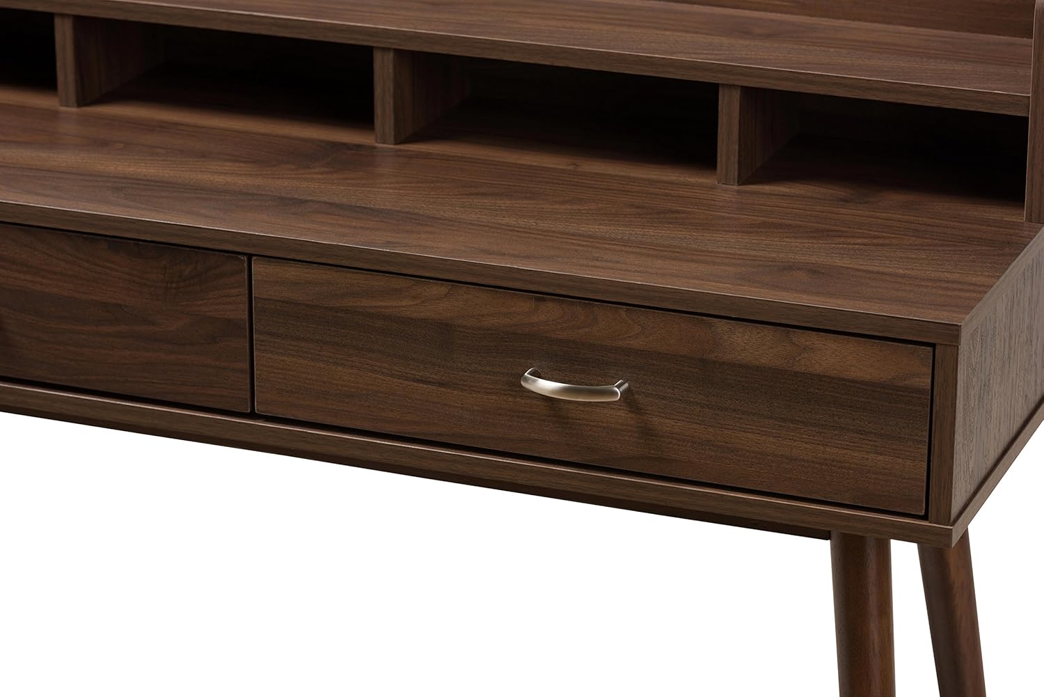Baxton Studio Sharon Mid-Century Modern Walnut Brown Finished 2-Drawer Desk