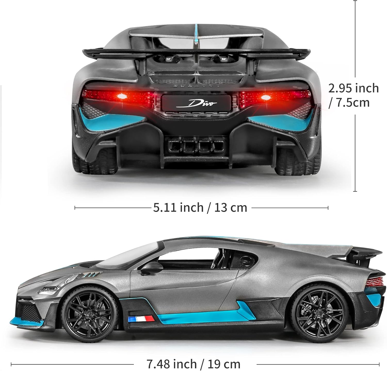 MIEBELY Bugatti Remote Control Car – 1/12 Scale RC Car for Children and Adults – Realistic Bugatti Divo Car with Lights – Detachable Steering Ring