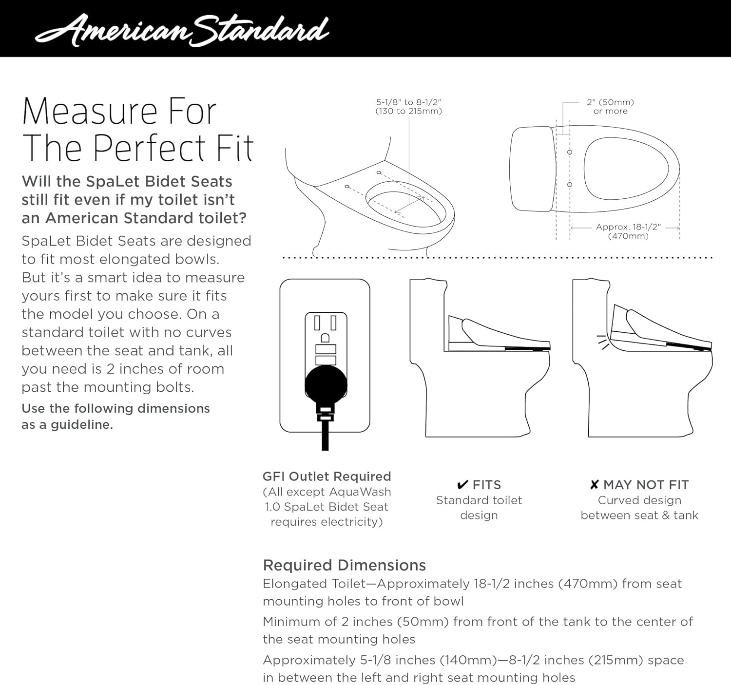 American Standard 8013A80GPC-020 Advanced Clean AC 1.0 Spa let Bidet Seat With Side Panel Operation