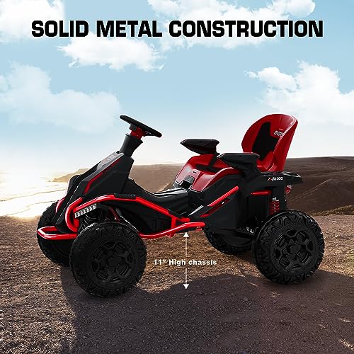 ANPABO 24V 4x4 Ride On Toy for Big Kids, 4x200W Motors, 5MPH, Kids Car w/Parent Remote, Wide Adjustable Seat, Headlights, Metal Frame
