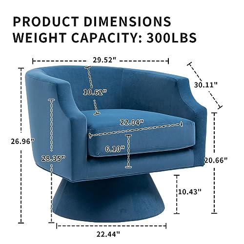 360 Degree Swivel Barrel Chair, Round Accent Sofa Chair with Wide Upholstered, Comfy Velvet Swivel Club Armchair for Living Room, Bedroom