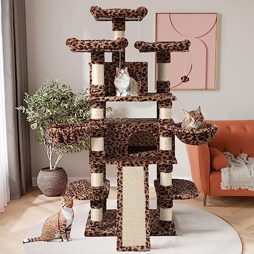 SHA CERLIN 68 Inches Multi-Level Large Cat Tree for Large Kitties/Big Cat Tower with Condo/Cozy Plush &zwnj