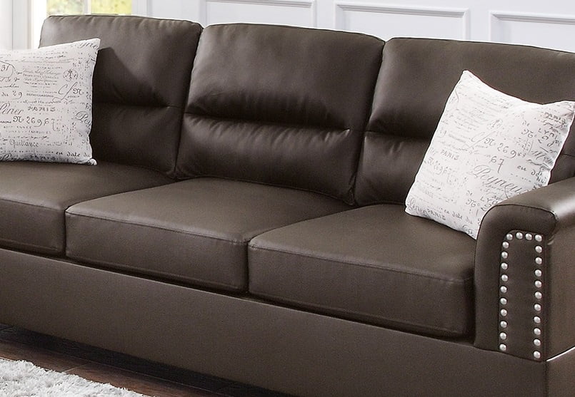 Espresso Contemporary Style Living Room Furniture 2pcs Sofa set Faux Leather Sofa And Loveseat Plush Cushion Couch