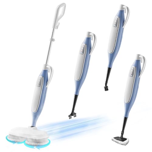 Steam Spin Mop, Floor Scrubber Steam Mop for Hard Floors Deep Cleaning, 2 Washable Mop Pads for Wood Hardwood Laminate Vinyl Tile Marble Floors