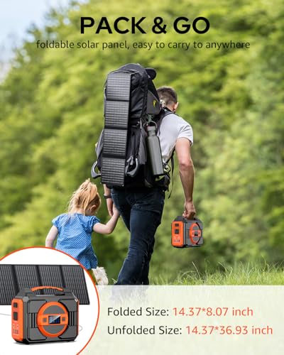 Solar Powered Generator 300W Rated, Portable Solar Generator Power Station with Solar Panels 40W Included