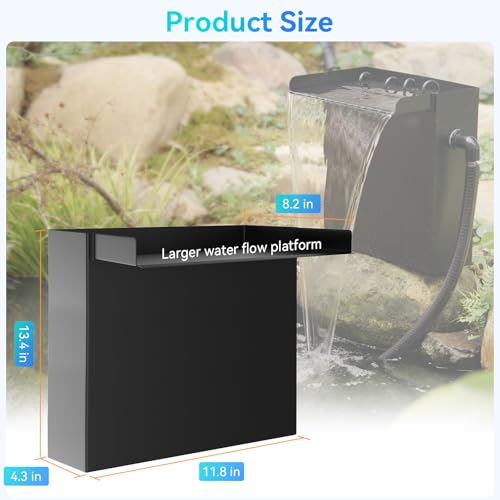 POPOSOAP 24 Inch Pond Waterfall Spillway with 1200GPH Pump, 304 Stainless Steel Waterfall Kit with 9.8FT Corrugated Tube