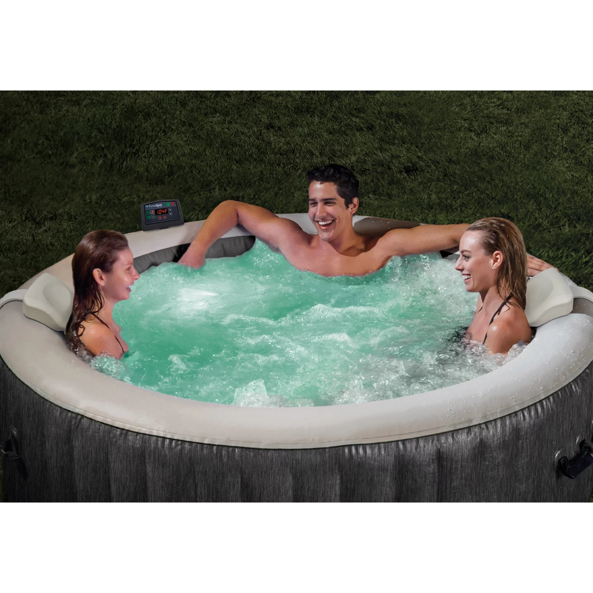 Intex PureSpa Plus 6 Person Inflatable Hot Tub Bubble Jet Spa, 85 x 28, Greywood
