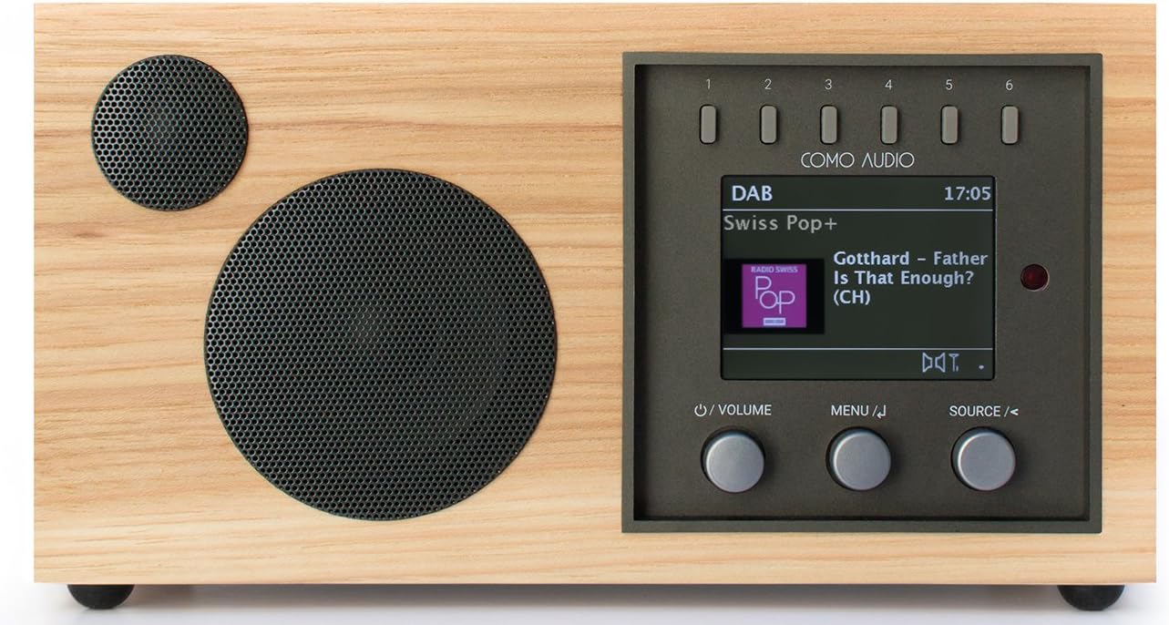 Como Audio Solo Wireless Speaker - Hand-Crafted Veneer Cabinets- One Touch Streaming, Internet Radio, Bluetooth, Wi-Fi - Hickory (Global Edition)