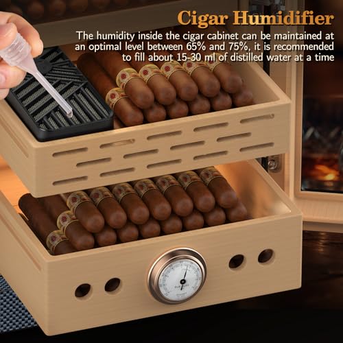 Cigar Humidor, Lighted Control Magnetic Door Desktop Cigar Humidor Cabinet