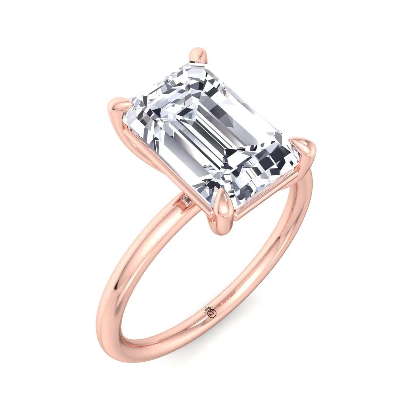 Melsa - Emerald Cut Moissanite Lab- Diamond Thin Band Solitaire Engagement Ring