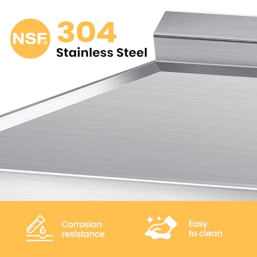 Stainless Steel Utility Sink, 47.2'' Free Standing Single Bowl Kitchen Sink with Right Drawer, Cold and Hot Water Pipe