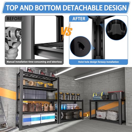5-Tier Heavy Duty Garage Shelving Unit with Wire Shelves,3000 LBS Capacity Metal Storage Rack 72"H x 48"W x 20"D