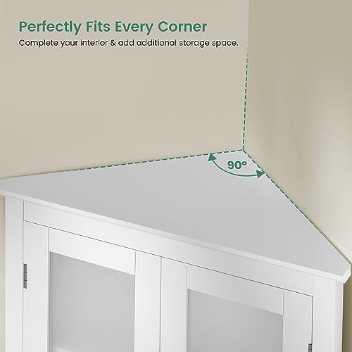 Iwell 67" Tall Bathroom Cabinet, Storage Cabinet with 2 Doors & 1 Drawer, Bathroom Storage Cabinets with Adjustable Shelves, for Living Room