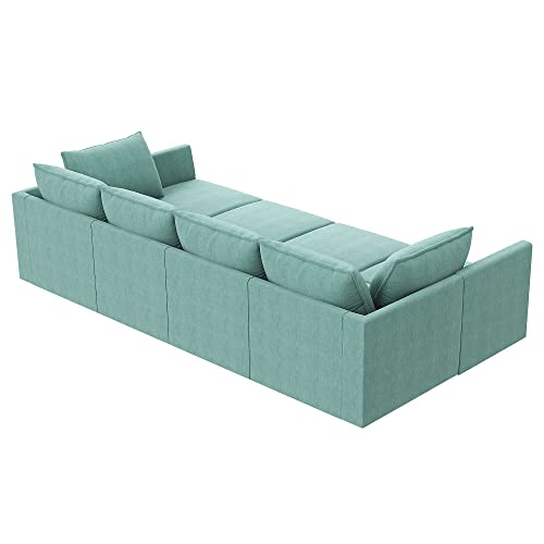 HONBAY Modular Sofa Sectional Sleeper Couch with Ottomans Reversible Sleeper Sectional Sofa Modular Couch with Storage, Aqua Blue