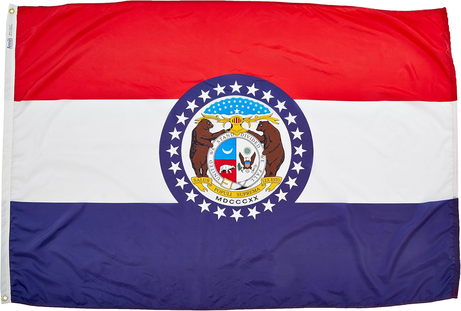 Annin Flagmakers Model 142950 Missouri Flag Nylon SolarGuard NYL-Glo, 2x3 ft, 100% Made in USA to Official State Design Specifications