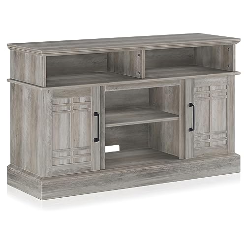 BELLEZE Modern 48" Farmhouse Wood TV Stand & Media Entertainment Center Console Table for TVs up to 50 Inch with Open Storage Shelves & Cabinets