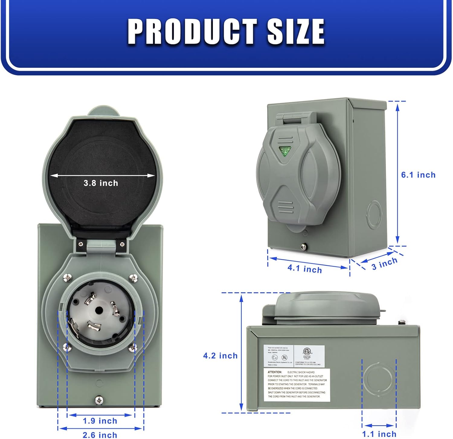 RISTOW 50 Amp Generator Power Inlet Box