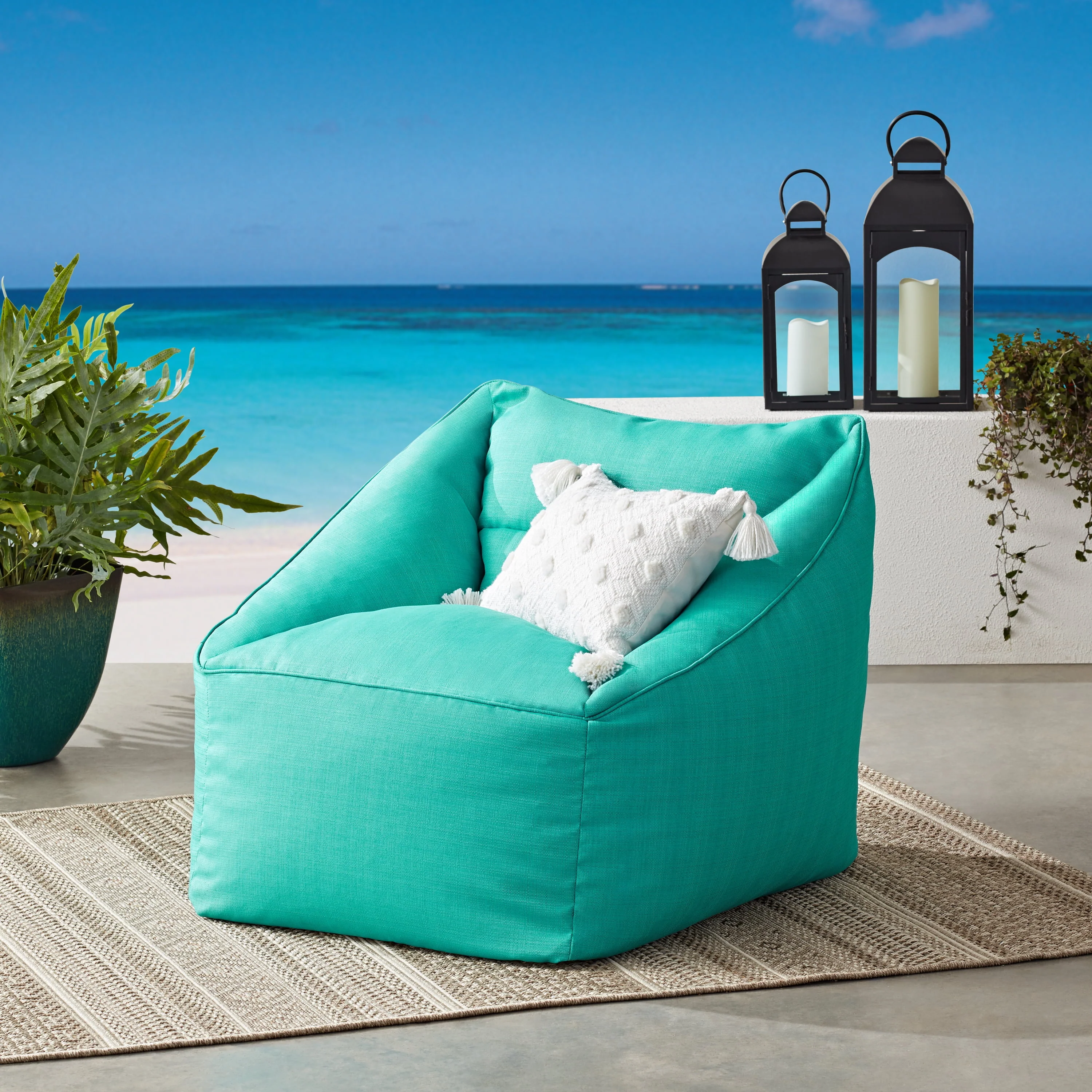 Better Homes & Gardens Dream Bean Patio Bean Bag Chair, Turquoise