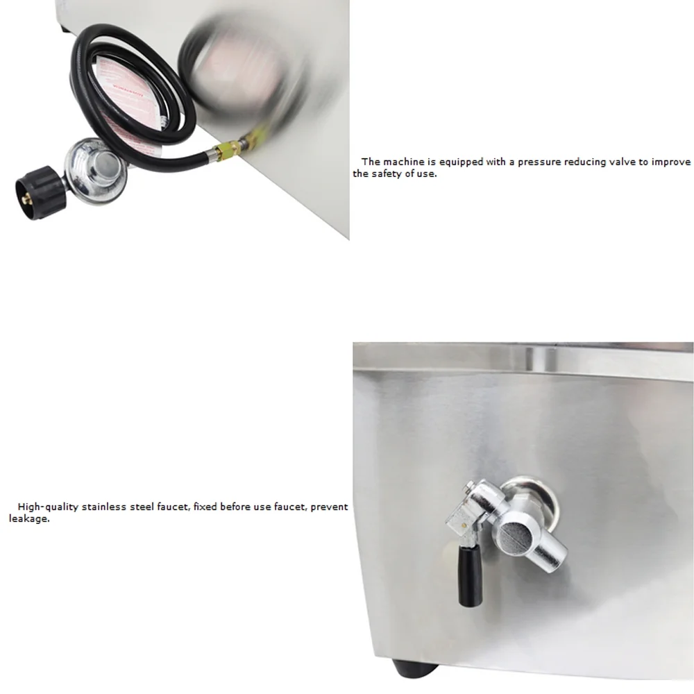 PreAsion Propane Gas Food Warmer Bain-Marie Buffet Steam Table 5 Pan Stainless Steel Countertop Food Warmer