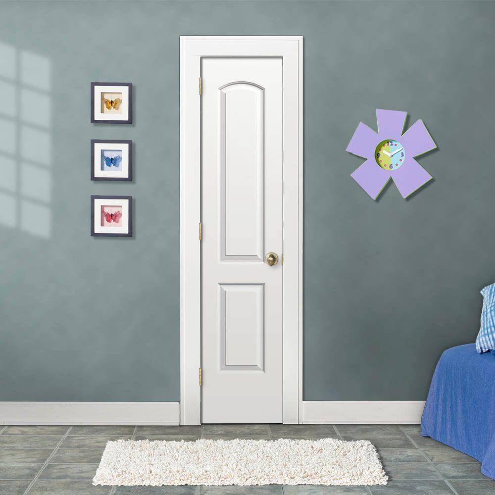 JELD-WEN 18 in. x 80 in. Continental White Painted Right-Hand Smooth Molded Composite MDF Single Prehung Interior Door
