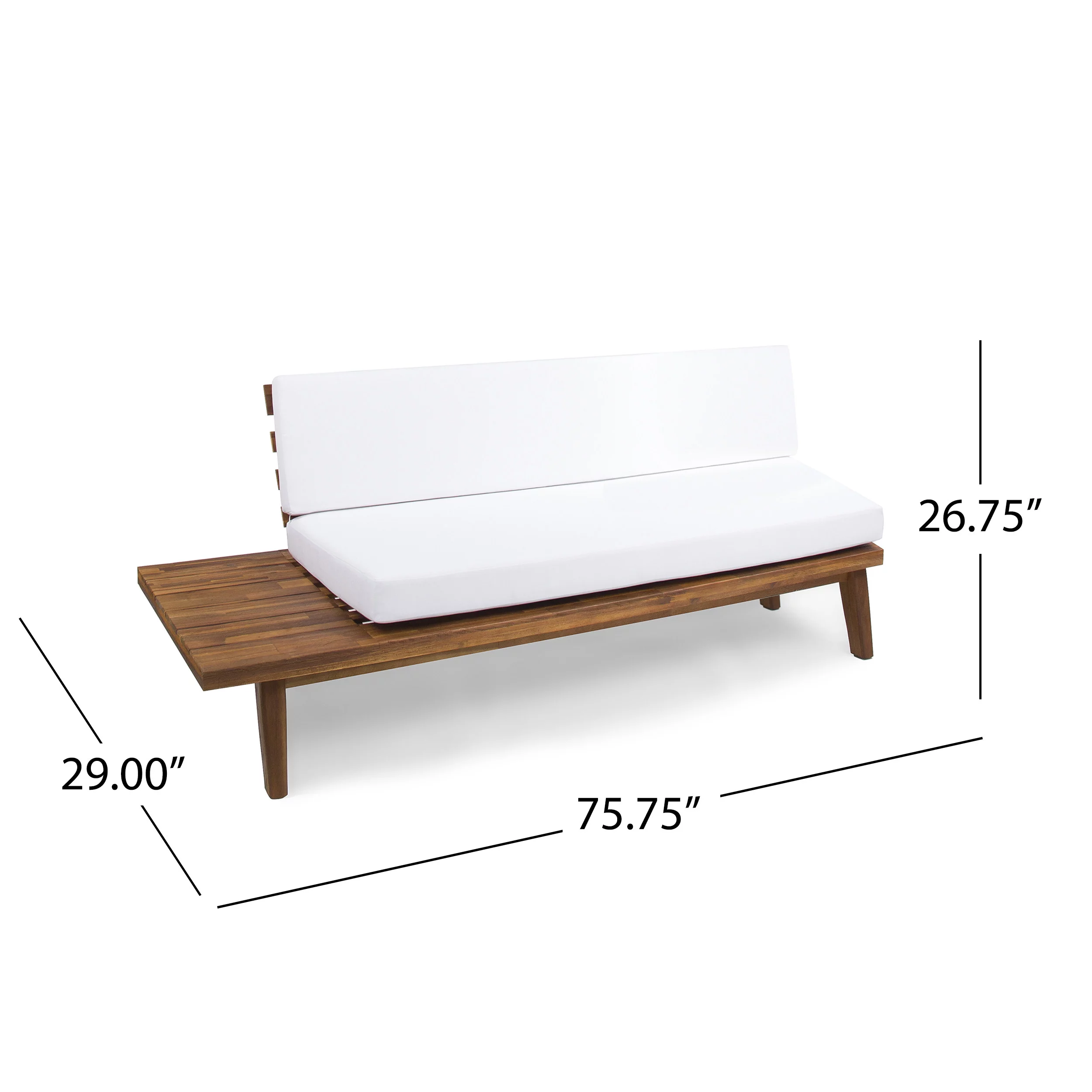 GDF Studio Emmory Minimalist Acacia Wood Left Sided Sofa, Sandblast and White
