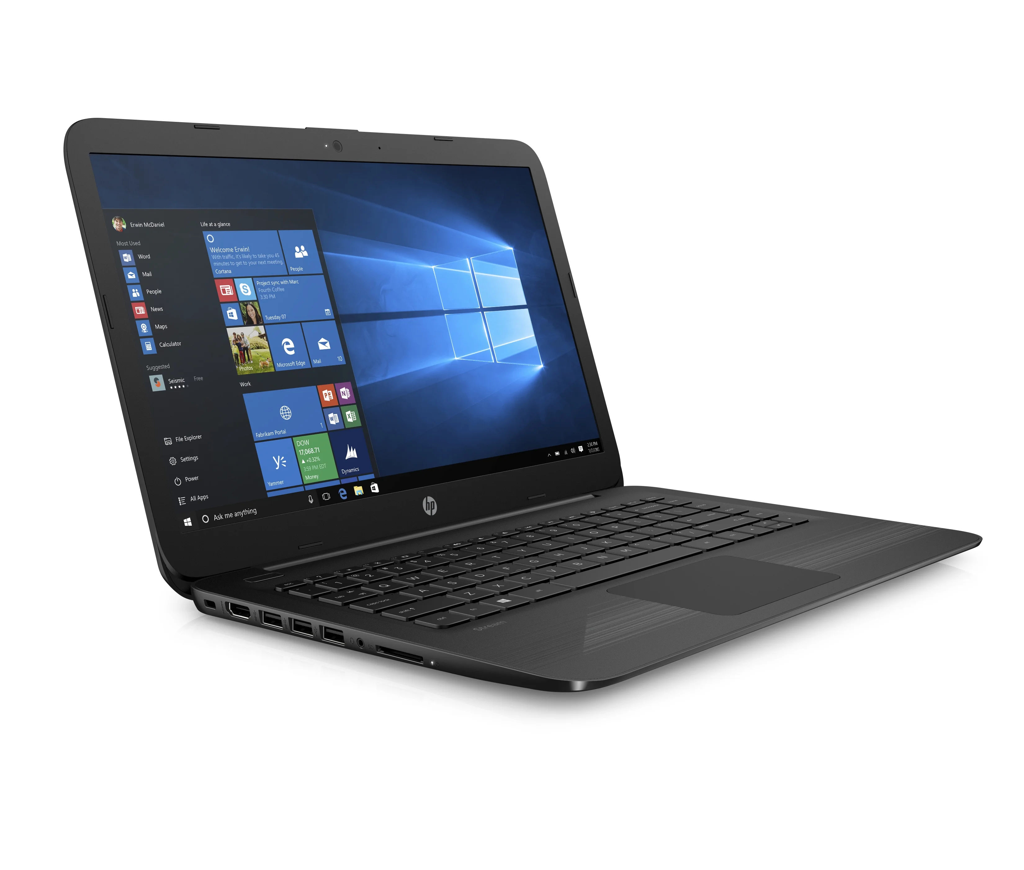 HP Stream 14" Laptop, Intel Celeron N3060, 4GB RAM, 32GB HD, Windows 10 Home, Jet Black, 14-ax040wm