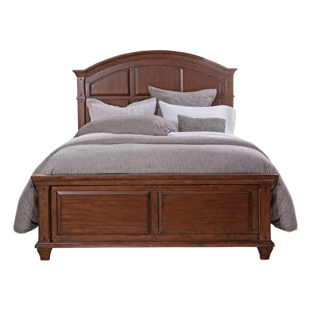 American Woodcrafters Sedona Cherry Finished Wood Arched Queen Panel Bed