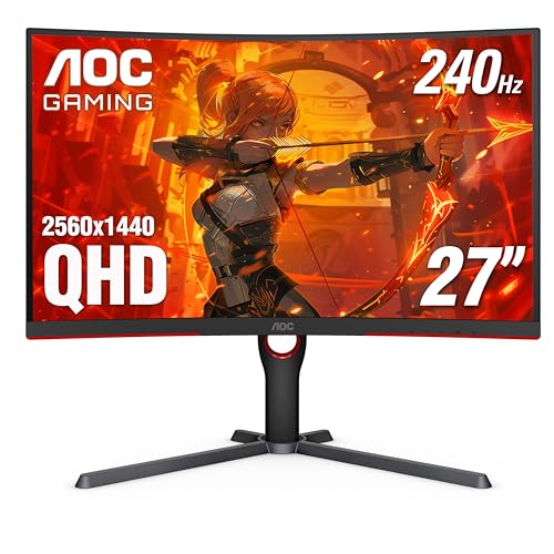 AOC CQ32G4VE 32" Curved Frameless Gaming Monitor 2K QHD, 1500R Curved VA, 180Hz, 0.5ms Response Time, 2X Display Port, 2X HDMI