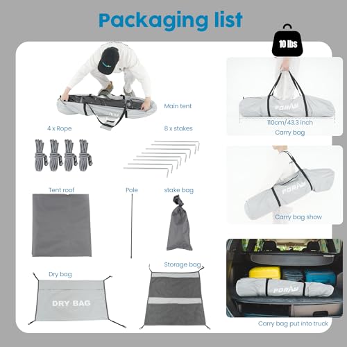 Camping Shower Tent Deluxe Changing Room Easy Set Up Privacy Shelter,Large Toilet Tent 2 Rooms with Floor Drain Design for Beach, Camping