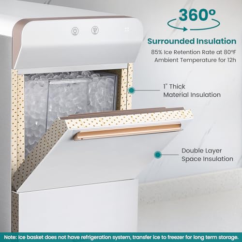 Gevi Household V2.0 Countertop Gemi Nugget Ice Maker | Self-Cleaning Pellet Ice Machine | Open and Pour Water Refill | Stainless Steel Housing | Fit