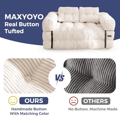 MAXYOYO Folding Sofa Bed, L-Shaped Convertible Sofa Bed with Armrest Foldable Sleeper Couch with Pillow