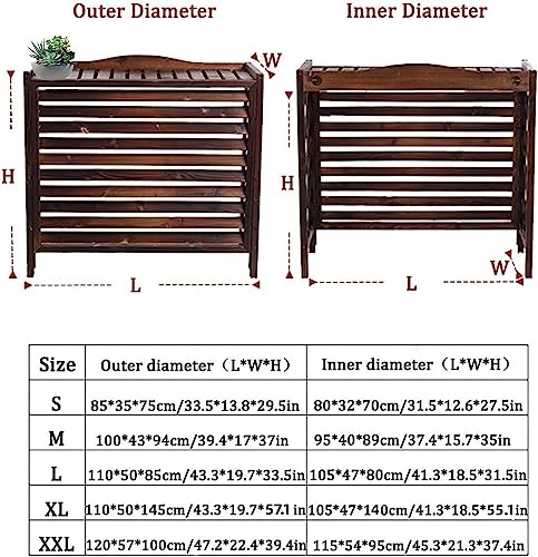 Outdoor Wooden Air Conditioner Cover with Plant Stand, Shutters Air Conditioner Shelf, Stylish Hideaway for AC Units - Smart Home Appliances